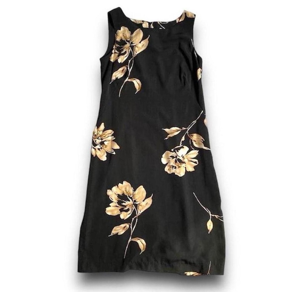 90s Black Floral Midi Tank Top Dress 🌸